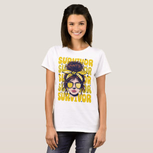 Camiseta Retro Bandana Chica sobreviviente de cáncer de hue
