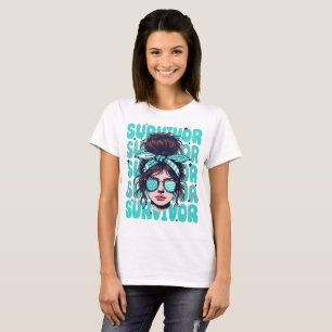 Camiseta Retro Bandana Chica Sobreviviente de cáncer ováric