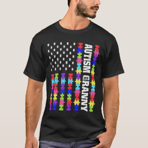Camiseta Retro Bandera De Ee.Uu. Autismo Abuela Rompecabeza