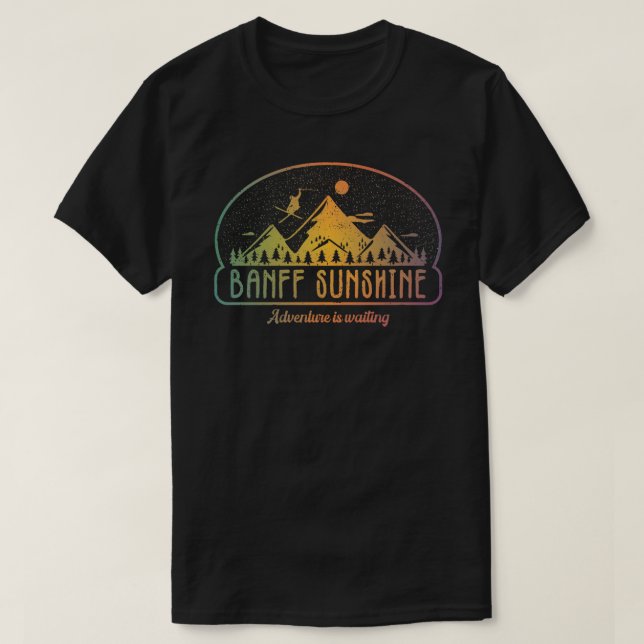 Camiseta Retro Banff Sunshine Ski Adventure está esperando (Diseño del anverso)