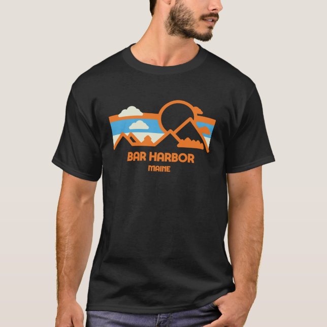 Camiseta Retro Bar Harbour Maine Mountain Range Sunset 1 (Anverso)