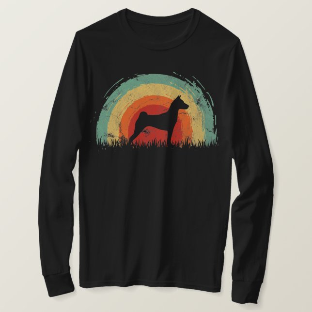 Camiseta Retro Basenji Vintage Hombres Perros Arcoiris Muje (Anverso del diseño)
