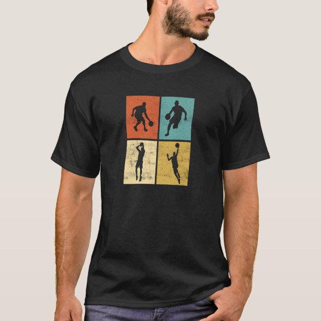 Camiseta Retro Basketball Player Playing Basketball Popular (Anverso)