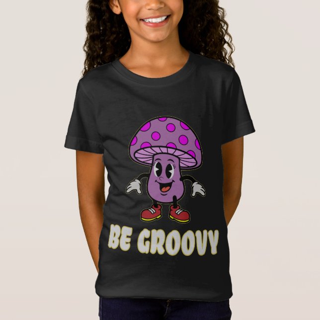 Camiseta Retro Be Groovy Purple Mushroom Cartoon T-Shirt (Anverso)