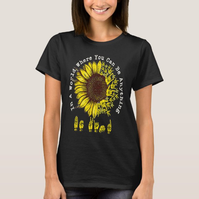 Camiseta Retro Be Kind Sunflower Peace Hand Sign Mental Hea (Anverso)