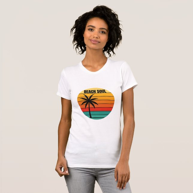Camiseta Retro Beach Soul Sunset Art Shirt (Anverso completo)