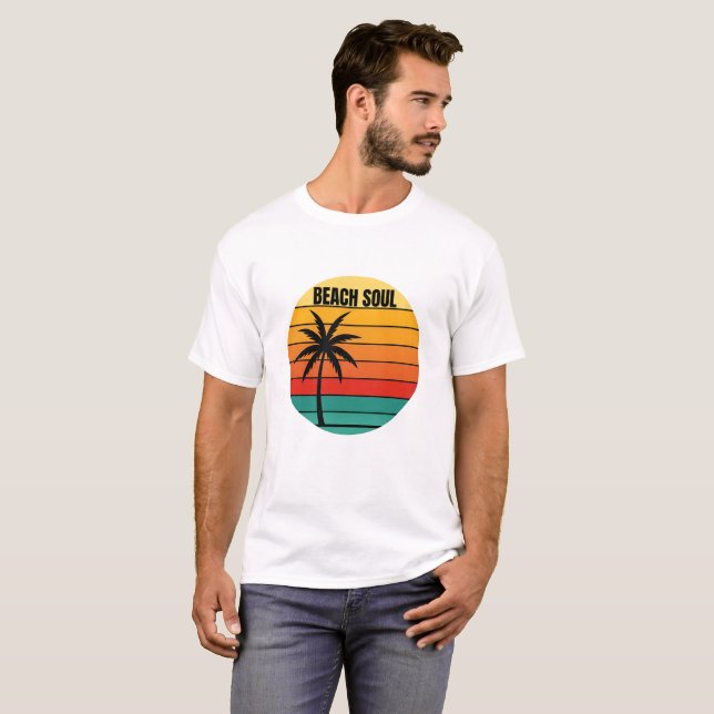 Camiseta Retro Beach Soul Sunset Art T-Shirt (Anverso completo)