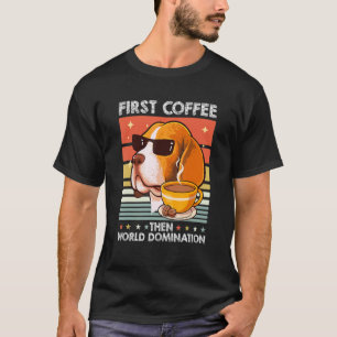 Camiseta Retro Beagle Gafas de sol Café Mascota Raza de per