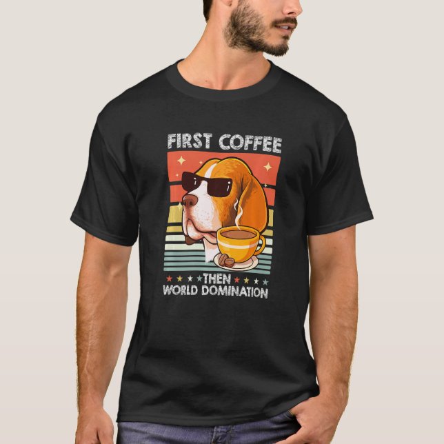 Camiseta Retro Beagle Sunglasses Coffee Pet Dog Breed Vinta (Anverso)