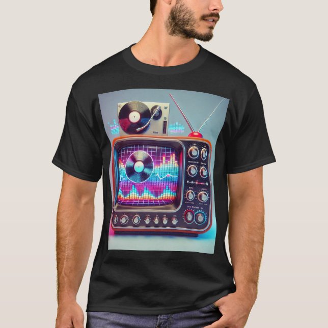 Camiseta "Retro Beatwave: Vibes de época, Groove moderno!" (Anverso)