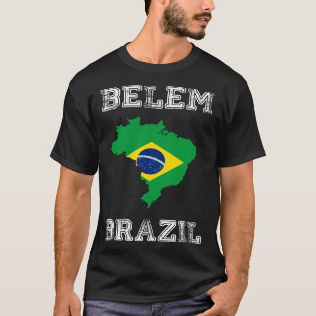 Camiseta Retro Belem Brazil Distressed Brazil Flag (Anverso)