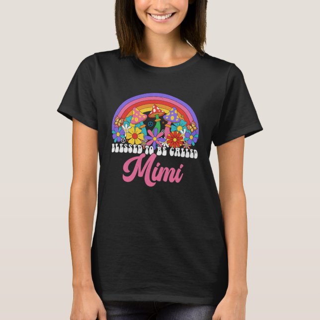 Camiseta Retro Bendecido Por Ser Llamado Mimi Rainbow Groov (Anverso)