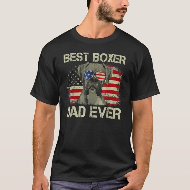 Camiseta Retro Best Boxer Dad Ever US Flag Dog Lover Father (Anverso)