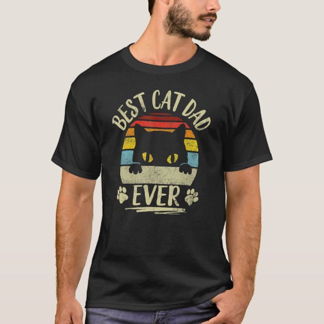 Camiseta Retro Best Cat Dad Ever Cat Fathers Day Daddy Mens (Anverso)
