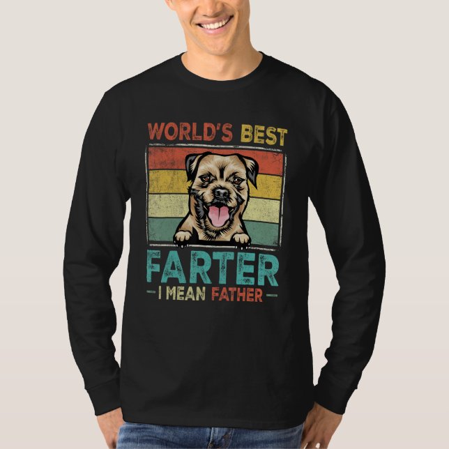 Camiseta Retro Best Dad Ever Cool Border Terrier Dog Pet Lo (Anverso)