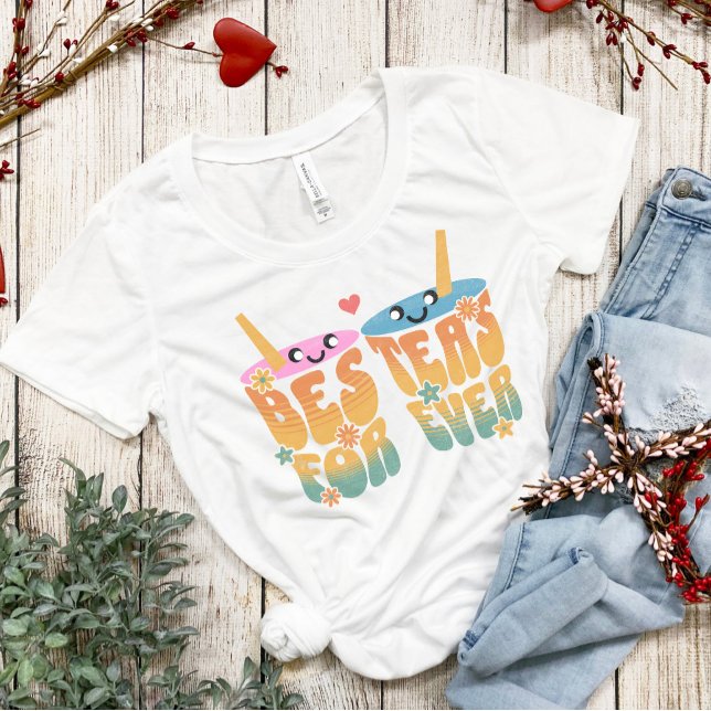 Camiseta Retro Besteas Forever Bestie Tea Pun Cute Friends (Subido por el creador)