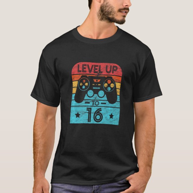 Camiseta Retro Birthday Video Game 16 Years Old Gamer Level (Anverso)