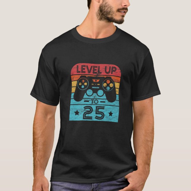 Camiseta Retro Birthday Video Game 25 Years Old Gamer Level (Anverso)