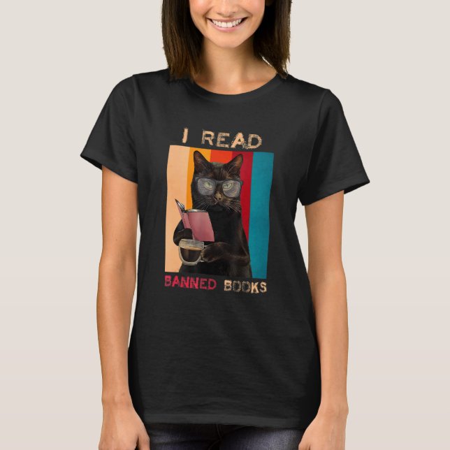 Camiseta Retro Black Cat  I Red Banned Book (Anverso)