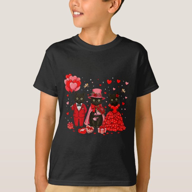 Camiseta Retro Black Cat Meowentine's Day Heart Valentines  (Anverso)