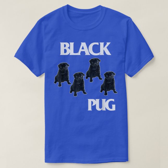Camiseta Retro Black Pugs Funny Music and Dogs Flags Lovers (Diseño del anverso)