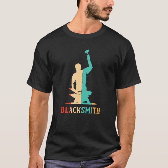 Camiseta Retro Blacksmith Hobby Legend Forging Anvil Blacks (Anverso)