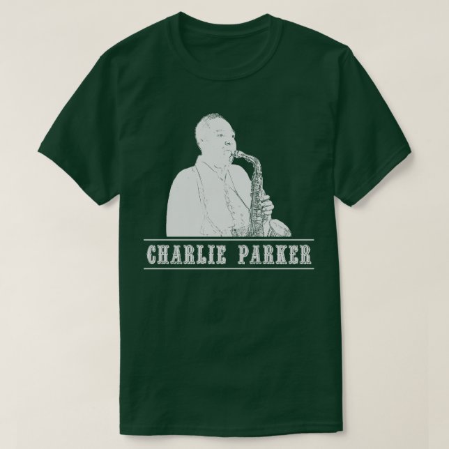 Camiseta Retro blanco Charlie Parker (Diseño del anverso)