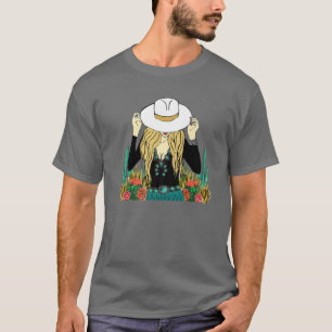 Camiseta Retro Blona Cowgirl Punchy Piel de vaca Turquoise 