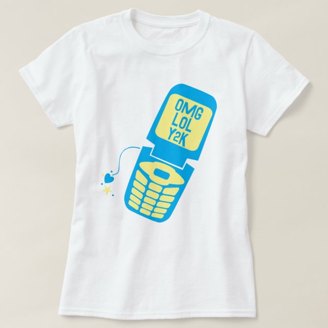 Camiseta Retro Blue Flip Phone (Diseño del anverso)