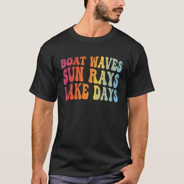 Camiseta Retro Boat Waves Sun Rays Lake Days Sailing Boat L (Anverso)