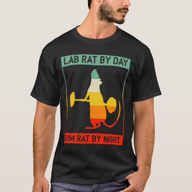 Camiseta Retro Bodybuilding Lab Rat By Day Gym Rat By Night (Anverso)