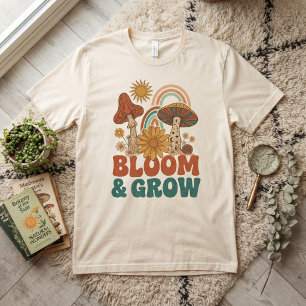 Camiseta Retro Boho Champiñón Arcoíris Bloom & Gro