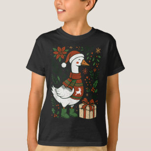 Camiseta Retro Boho Floral Divertida Navidad Ganso Tonto Am