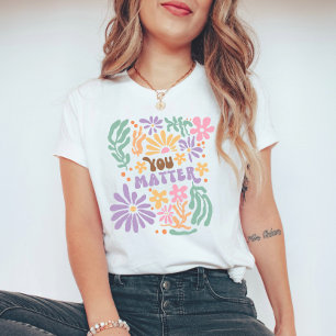 Camiseta Retro Boho Floral usted importa la salud mental
