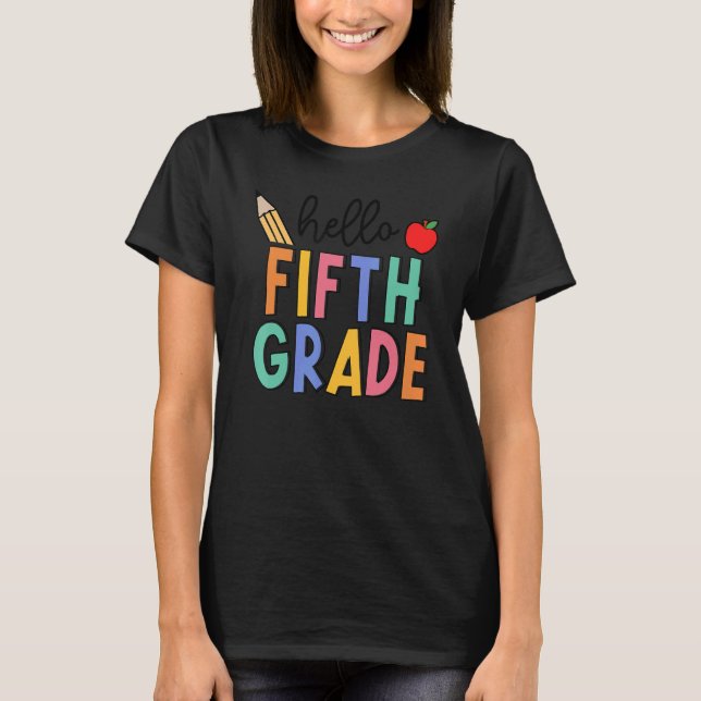 Camiseta Retro Boho Hola Quinto Grado Divertido 5º Grader B (Anverso)