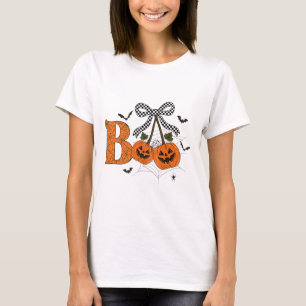 Camiseta Retro Boo Fantasma Calabaza cerezas quema a mujer