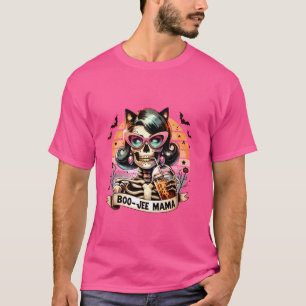Camiseta Retro Boo-jee Mama Moms divertido esqueleto café s