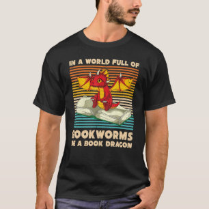 Camiseta Retro Book Dragon Bookworm Fantasy Animal Book Rea