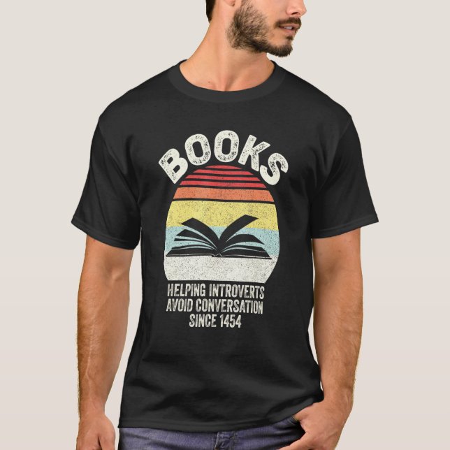 Camiseta Retro Book Helping Introverts Avoid Conversation S (Anverso)