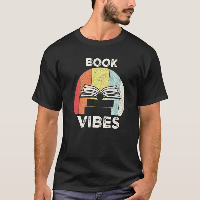 Camiseta Retro Book Vibes Book Reader  Book (Anverso)