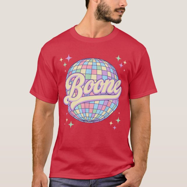 Camiseta Retro Boone First Name Personalized Disco 80s Birt (Anverso)