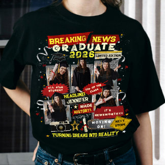 Camiseta Retro Bootleg Graduation Newspaper Collage Photos 