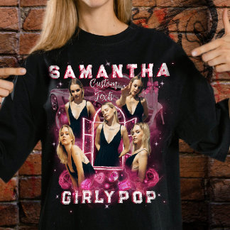 Camiseta Retro Bootleg Pink Girly Add Photos Custom Trendy