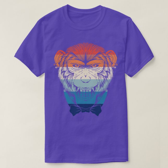 Camiseta Retro Bowtie Chimp 1 (Diseño del anverso)