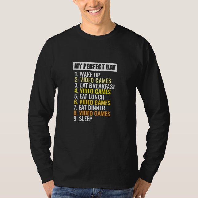 Camiseta Retro Boys Video Gamers My Perfect Day Video Games (Anverso)
