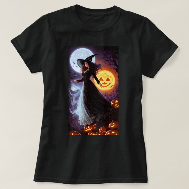 Camiseta Retro Bruja Halloween (Diseño del anverso)