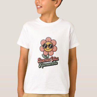 Camiseta Retro "Buenos Dias Kumamoto" Flor Groovy Años 70