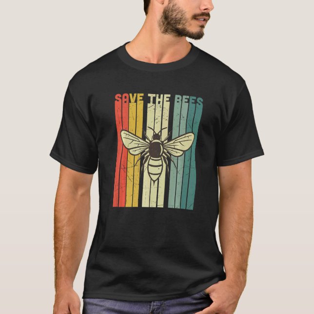 Camiseta Retro Bumblebee Beekeeper Vintage Salvar Las Abeja (Anverso)