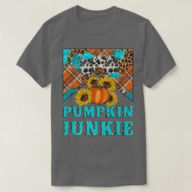 Camiseta Retro Calabaza Junkie Leopardo girasoles Hola otoñ (Diseño del anverso)