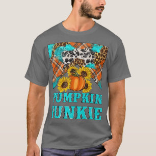 Camiseta Retro Calabaza Junkie Leopardo girasoles Hola otoñ